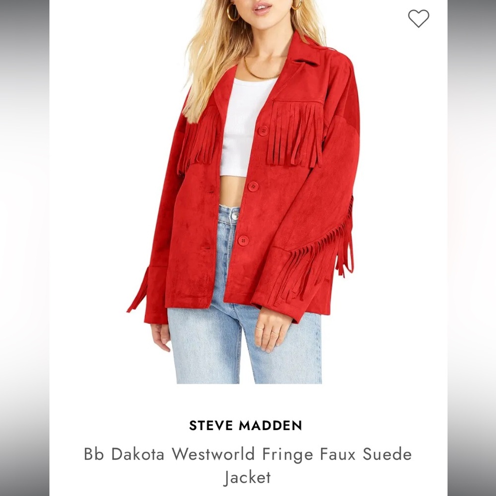 NWOT Bb Dakota by Steve Madden Westworld Fringe Faux Suede Jacket, M